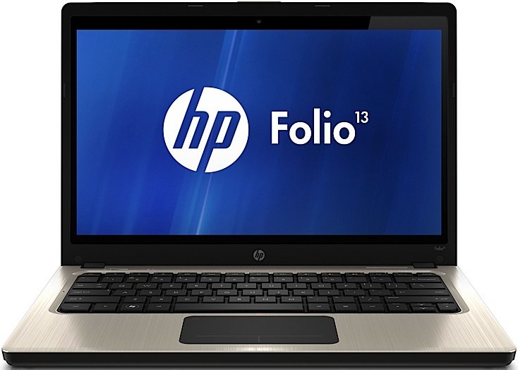 CREATOR gd-jpeg v10 using IJG JPEG v62 quality = 90 - lab-kuzniewski.pl - Testy laptopów, recenzje i porównania HP Folio 13 laptop open, displaying a blue screen with the HP logo and ‘Folio 13’ text.