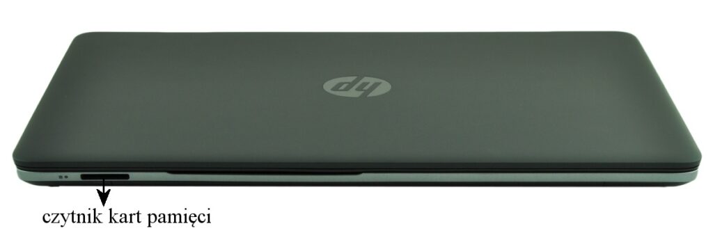 hp-probook-450-g0-h0u97e_126311 - lab-kuzniewski.pl - Testy laptopów, recenzje i porównania Closed dark gray HP laptop with memory card reader slot on the left edge.
