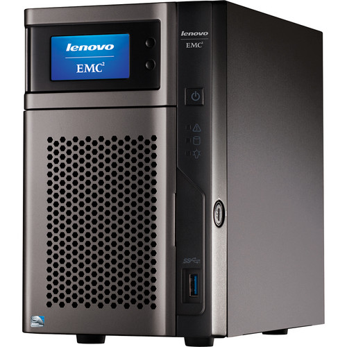 Lenovo EMC network storage server with front honeycomb vent and USB 3.0 port on the front panel