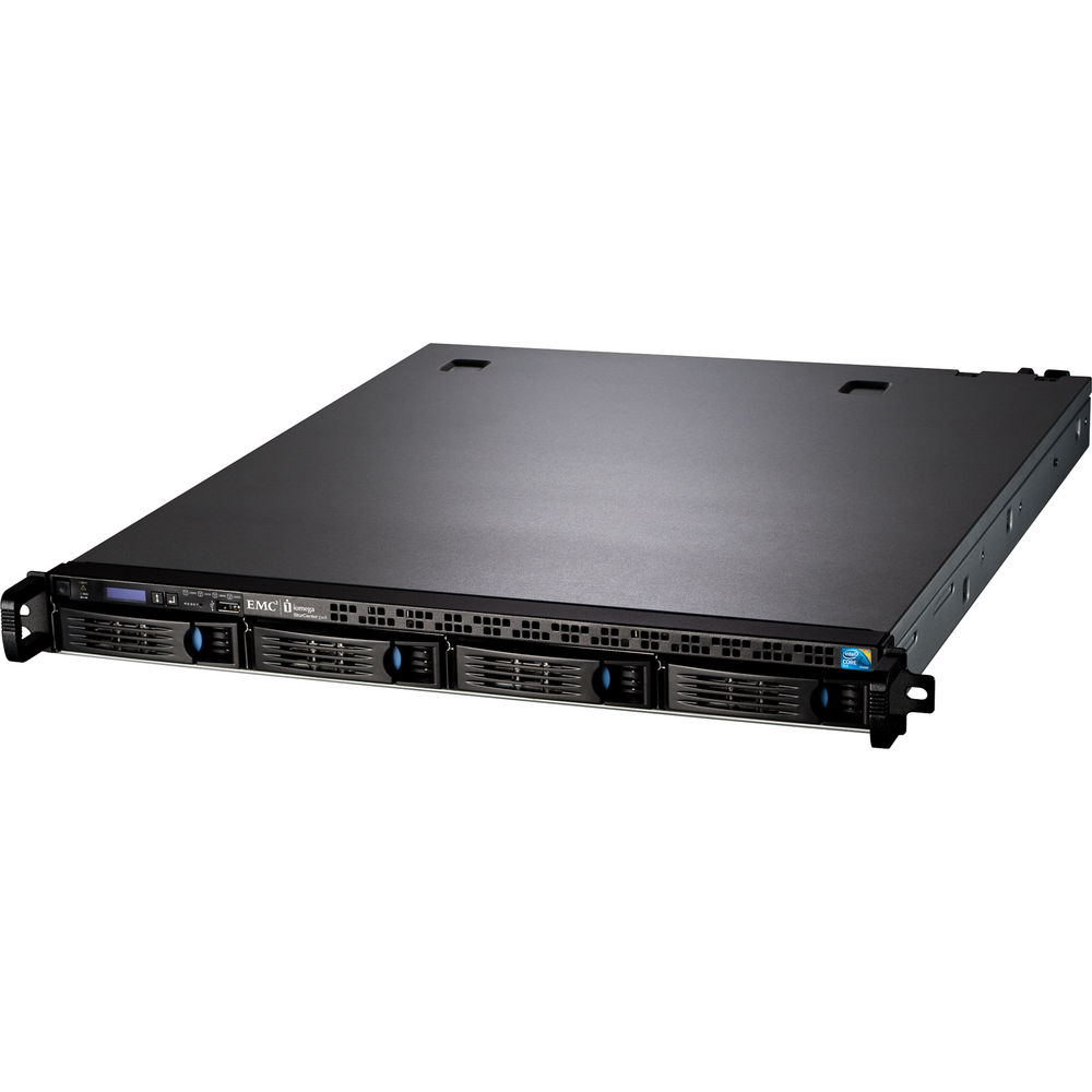Front view of a 2U EMC rack-mount server with four hot-swappable drive bays and status indicators
