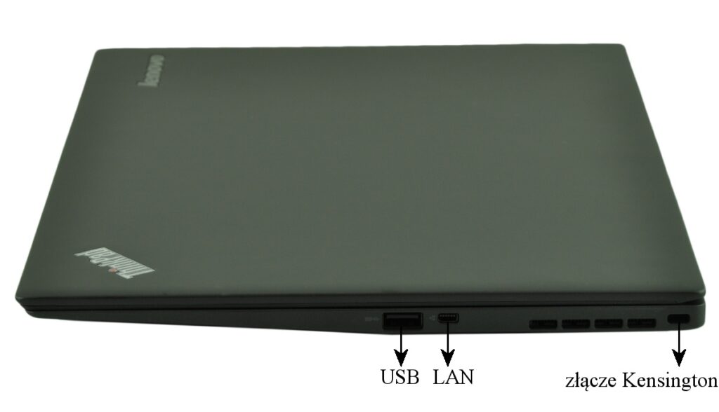 lenovo-thinkpad-new-x1-c_125581 - lab-kuzniewski.pl - Testy laptopów, recenzje i porównania Closed black Lenovo ThinkPad laptop with USB, LAN, and Kensington lock ports visible on the side.