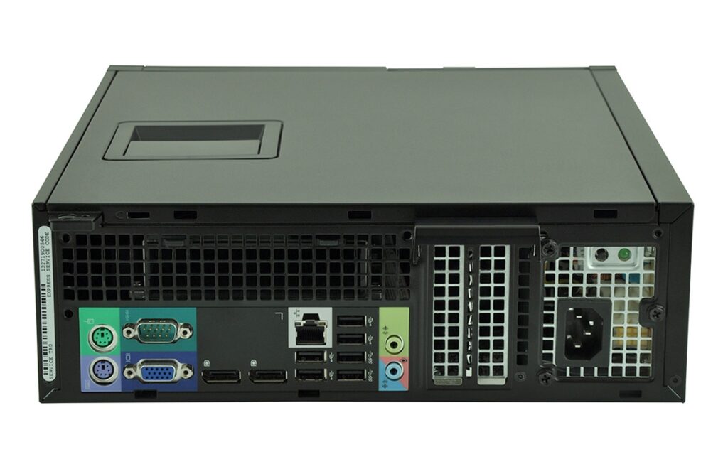 dell-optiplex-7010-52031_128565 - lab-kuzniewski.pl - Testy laptopów, recenzje i porównania Rear view of a rack-mounted server showing network, USB, video, and power ports along the back panel