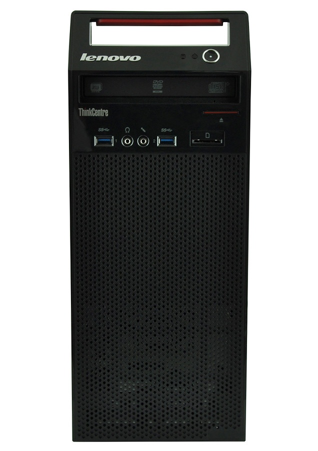 lenovo-thinkcentre-e93-1_126775 - lab-kuzniewski.pl - Testy laptopów, recenzje i porównania Black Lenovo ThinkCentre desktop tower with perforated front panel, USB ports, DVD drive, and power button on the upper front