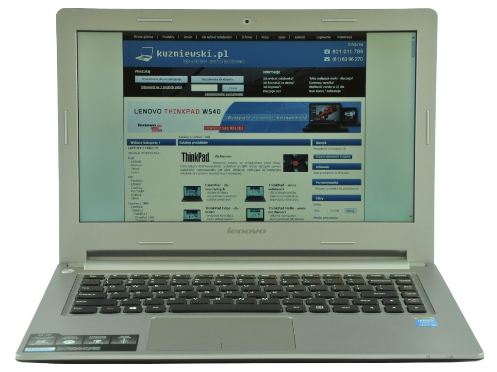 lenovo-m30-70-59-428988_130063 - lab-kuzniewski.pl - Testy laptopów, recenzje i porównania Open Lenovo ThinkPad laptop showing a Lenovo website on the screen.