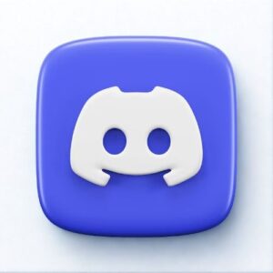 Discord app icon: blue rounded square with a white stylized smiley logo
