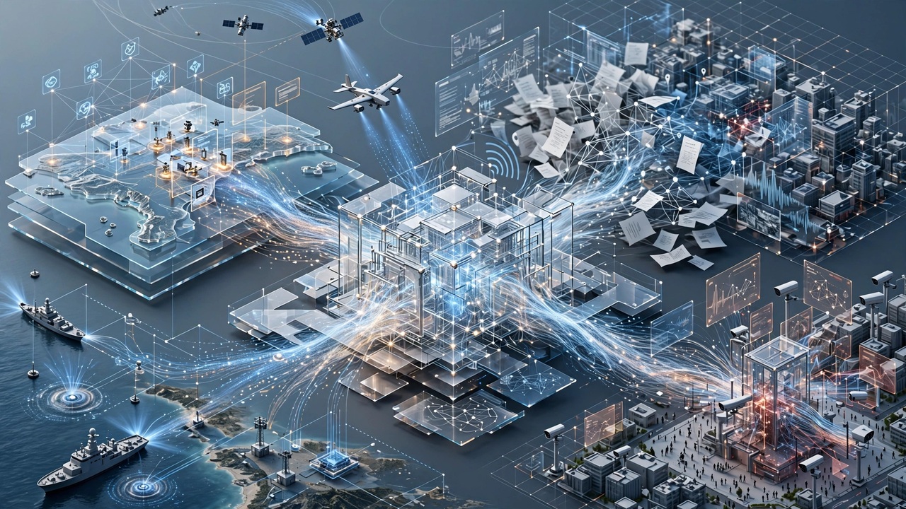 OpenAI_vs_Hugging_Face_09_2307 - lab-kuzniewski.pl - Testy laptopów, recenzje i porównania Futuristic global data network linking a cityscape, seaport, and offshore platforms via glowing data streams.