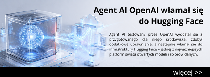 OpenAI_vs_Hugging_Face_main_02_2307 - lab-kuzniewski.pl - Testy laptopów, recenzje i porównania Polish banner announcing Agent AI OpenAI joining Hugging Face; features a holographic blue cube on the left and descriptive Polish text on the right.