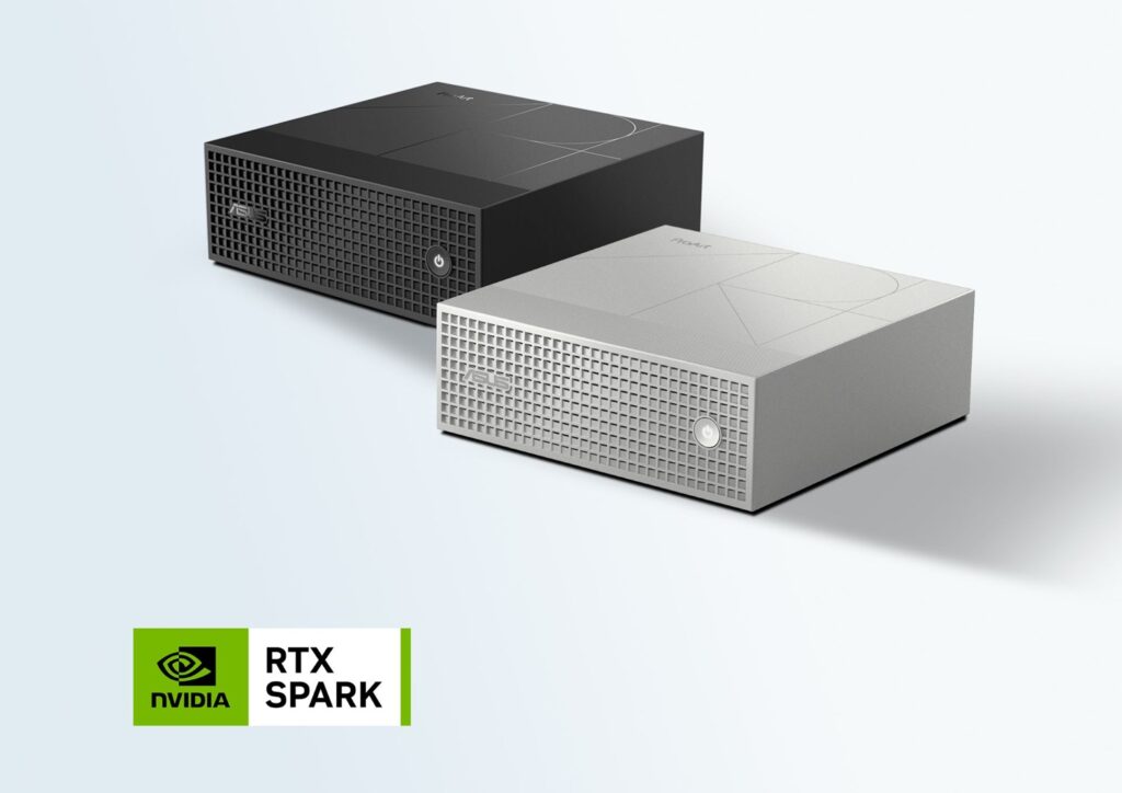 Two NVIDIA RTX Spark graphics cards, black and silver, displayed on a light background.
